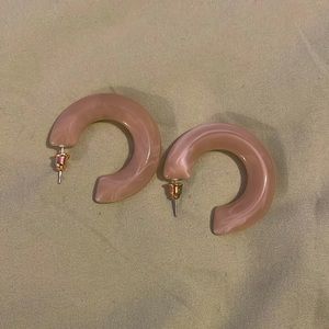 Light pink jade hoop earrings